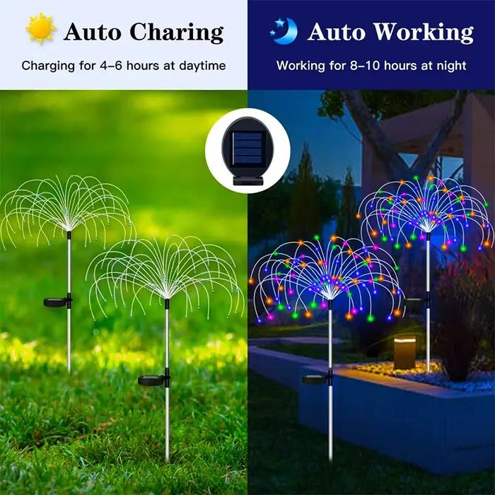 Feu d'artifice solaire LED piquet lumières extérieur jardin décor voie fée lumière étanche cour pelo