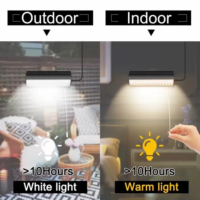 Lampe solaire suspendue avec interrupteur à fil nervuré, luminaire d'intérieur et d'extérieur, idéal