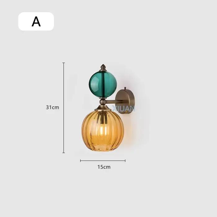 Appliques murales boule de verre vintage, lampes en verre, ambre, gris fumé, jaune, bleu, rouge, cha