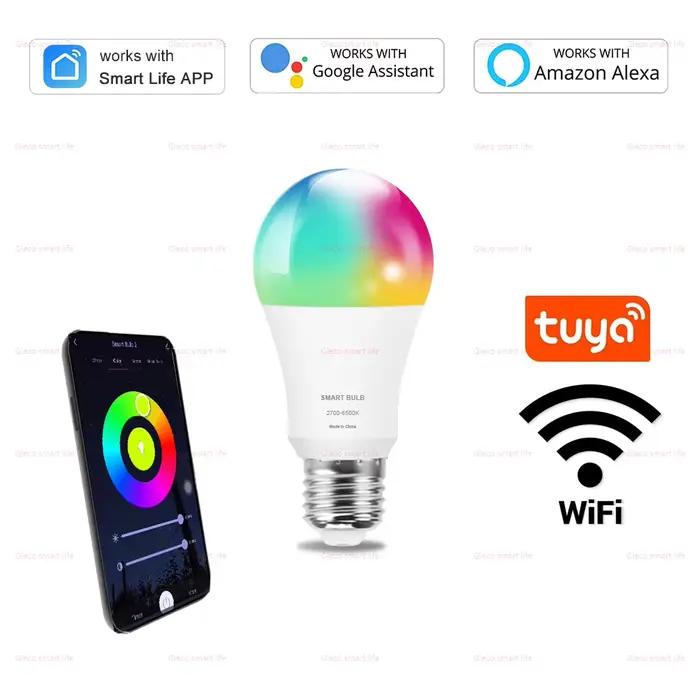 Tuya – ampoule LED WiFi intelligente E27, 15/20/220V 110V, Compatible avec Alexa, lampe RGBCW pour S