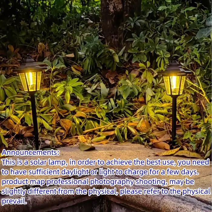 Paquet de 2 lampes solaires LED hexagonales Vintage, décor de cour de jardin de voie extérieure, mat