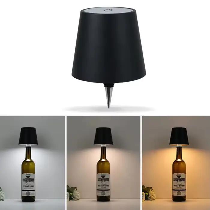 Lampe de table en forme de bouteille sans fil, commande tactile, 3 couleurs, gradation en continu, v