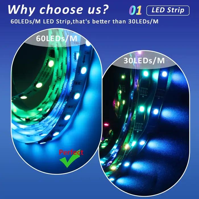 Bande lumineuse RGB IC WS2811, 24V DC 5050, 60 diodes, ruban Flexible RGBIC, télécommande tactile RF