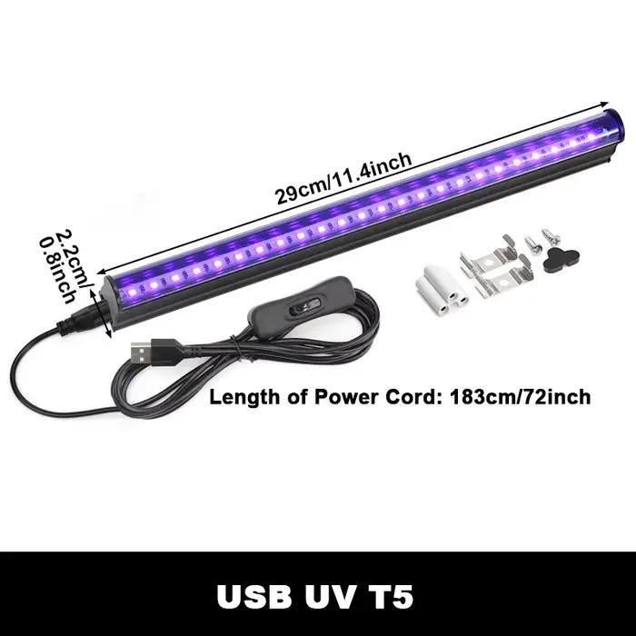 2 pièces/lot 5W USB UV LED lumière noire T8 barre de lumière noire 395nm 400nm fluorescente fête Dis