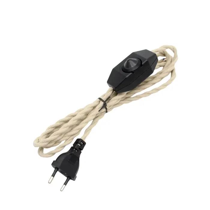 2m 3 mètres AC 220V-250V Vintage prise ue cordons d'alimentation câble torsadé rétro avec variateur