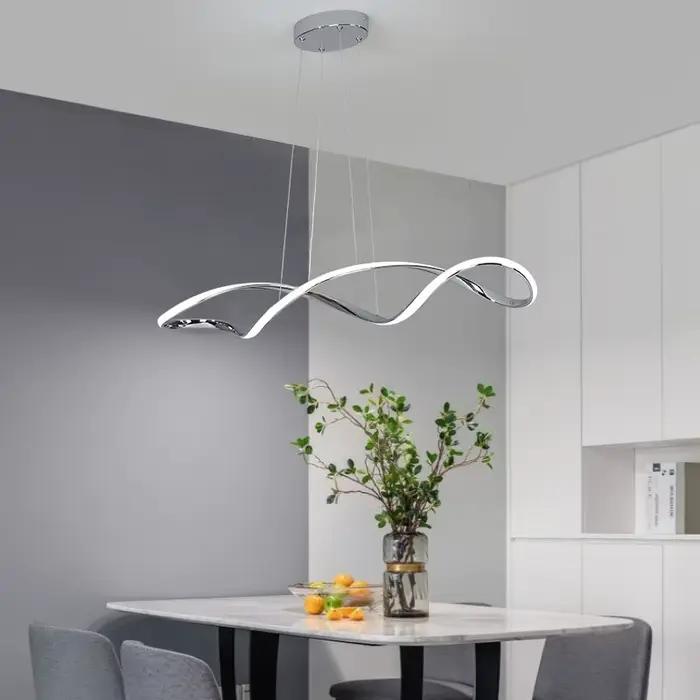 Lustre LED Moderne avec Télécommande - Hauteur Réglable 92cm & Variateur d'Intensité - Éclairage de 