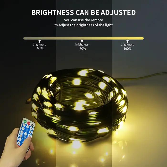 Guirlande solaire LED en cuir, 100M, lumières de noël, étanche, pour l'extérieur, lampe solaire haut