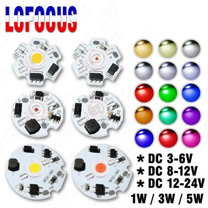1W 3W 5W LED sans conducteur Puce COB Blanc Rouge Bleu Vert Jaune Violet Spectre complet 3-6V 8-12V 