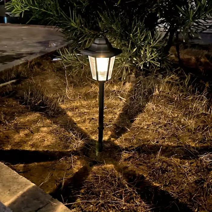 Paquet de 2 lampes solaires LED hexagonales Vintage, décor de cour de jardin de voie extérieure, mat