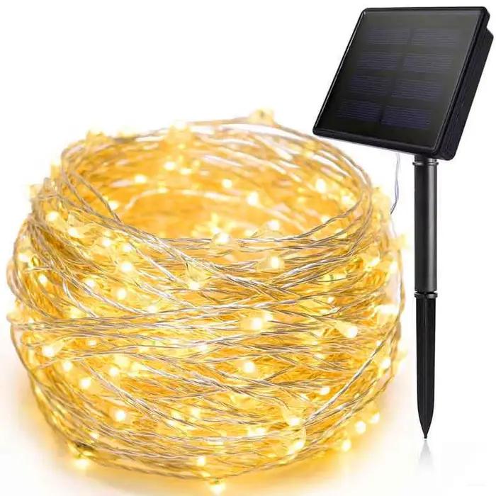 100 LED fée solaire étanche fil de cuivre chaîne lumières fête de noël guirlande lampe à énergie sol