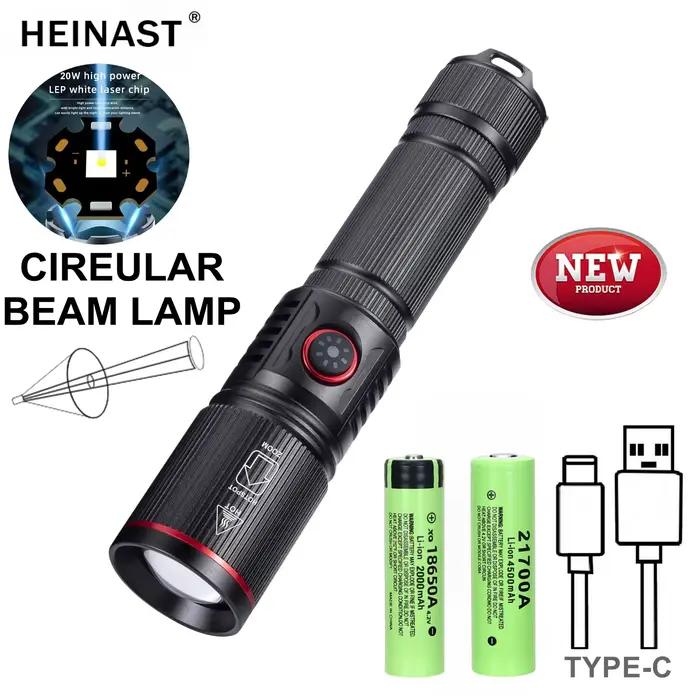 Lampe de poche Led haute puissance, Portable, Rechargeable, Zoom, batterie intégrée, torche de Campi