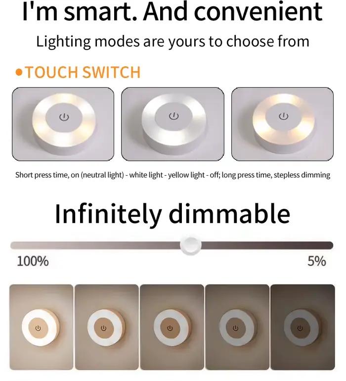 Tactile gradation LED veilleuse USB Rechargeable lampe de nuit chambre armoires de cuisine armoire l