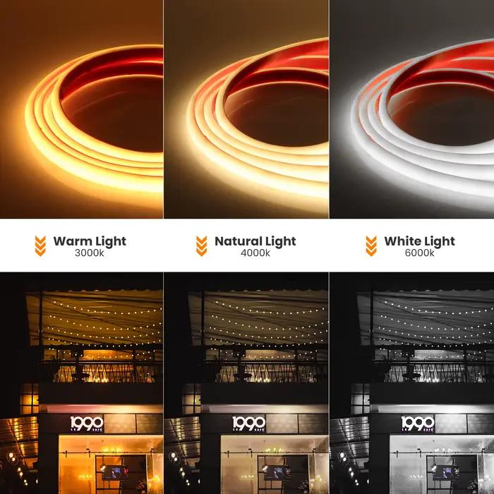 Tuya Wifi Smart COB LED bande lumineuse IP68 étanche COB LED bande 12V 24V 320leds Dimmable Flexible