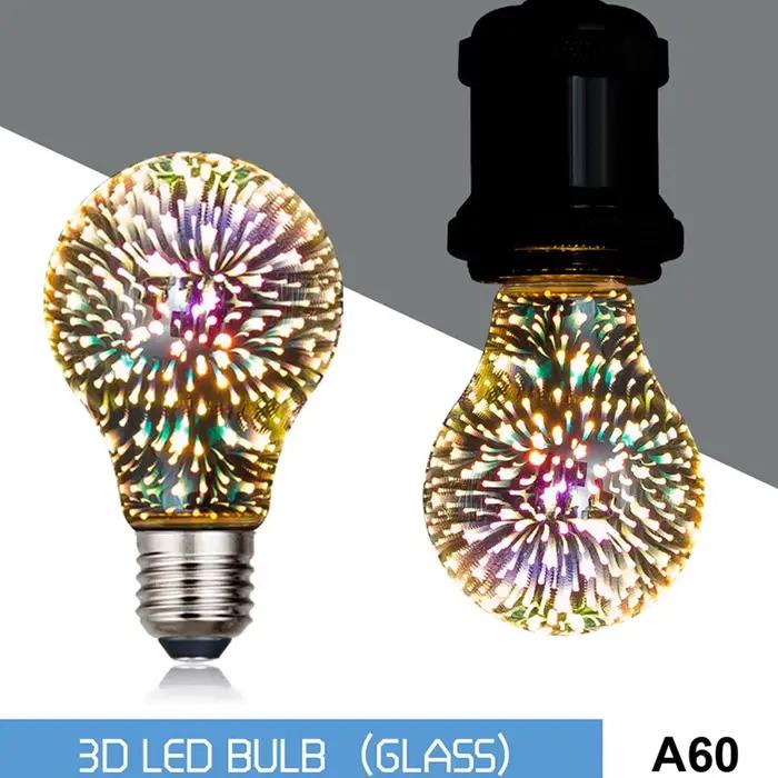 Lampe de feux d'artifice étoile vintage Edison, ampoule LED 3D, veilleuse de vacances, décoration de
