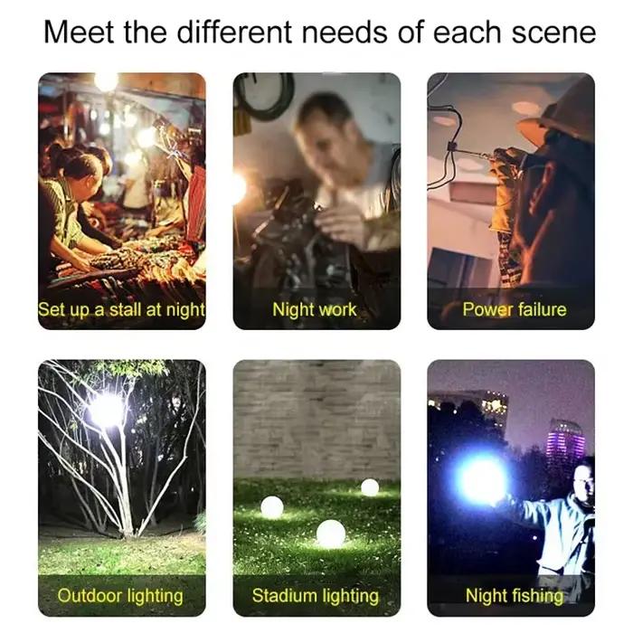USB Rechargeable Camping lumières lumière LED lanterne Portable ampoule de secours lampe haute puiss