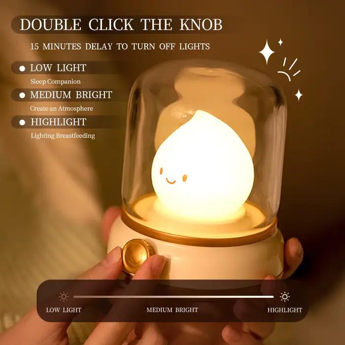 Mini lampe de nuit LED de bureau mignonne, lampe de table de dessin animé portable, aste par USB, cr