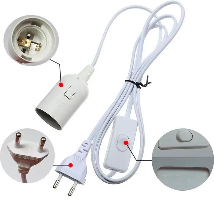Bases de lampe E27, lampes suspendues, câble d'alimentation de 1.8m, adaptateur de prise ue/US avec 