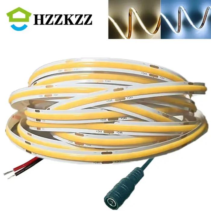Bande lumineuse LED COB ultra fine avec prise CC, éclairage linéaire à intensité variable, décoratio