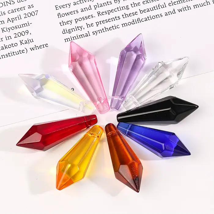 Lustre en perles pointues en cristal coloré, 10 pièces, lampe à prismes, pendentif attrape-soleil, b