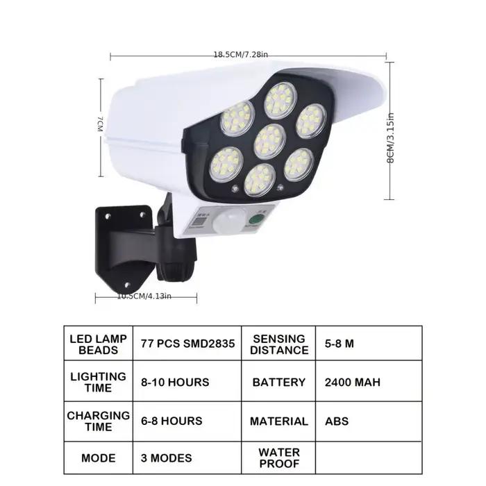Lampes solaires à détecteur de mouvement extérieur, budgétaire à 77 LED, étanche, sans fil, fausse c