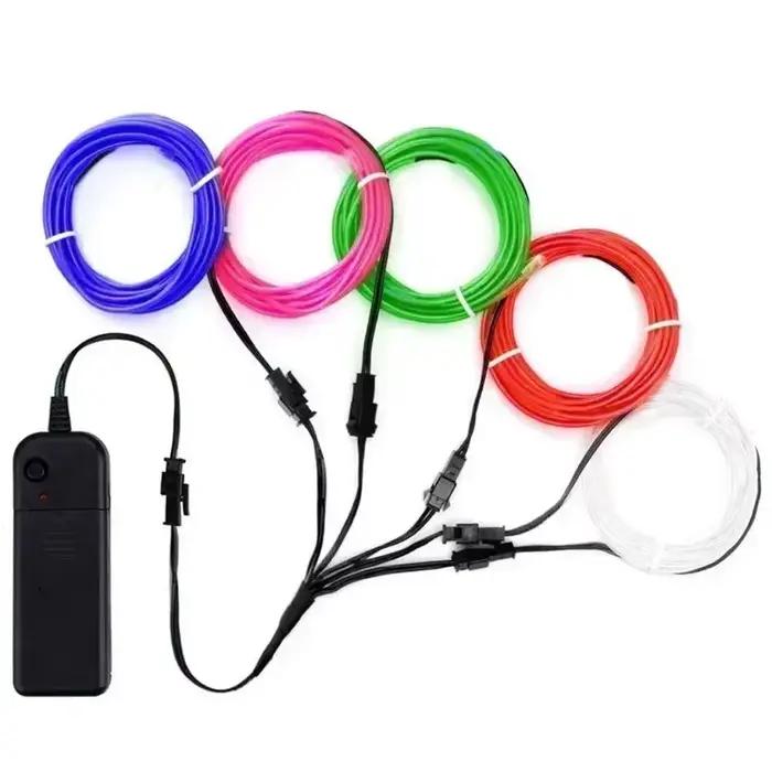 Bande lumineuse fluo flexible à LED, 1m/3m/5m, câble EL Shoous, pour décoration de robe, de fête, à 