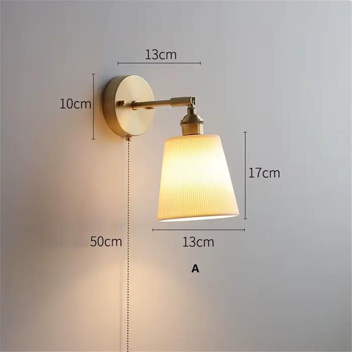 Nordique décoration de la maison chevet en céramique applique murale LED avec interrupteur à tirer a