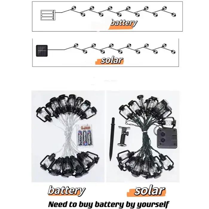 Lanterne solaire de Camping 5M/6.5M/7.5M, Mini lampe à kérosène, 8 Modes pour décoration intérieure 