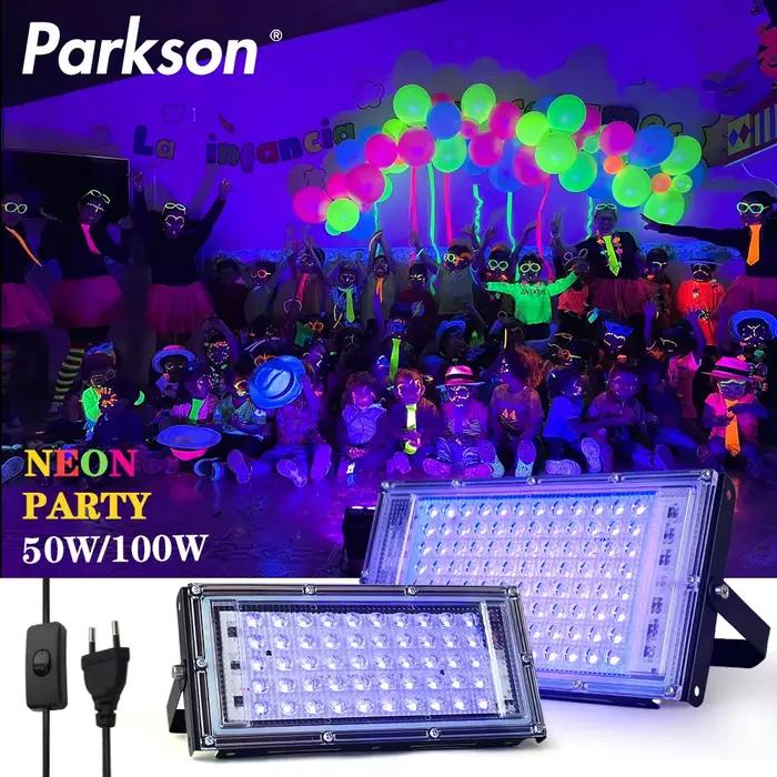 395nm 400nm Led UV projecteur 50W 100W LED lumière noire de scène 220V étanche Ultravilet lampe fluo