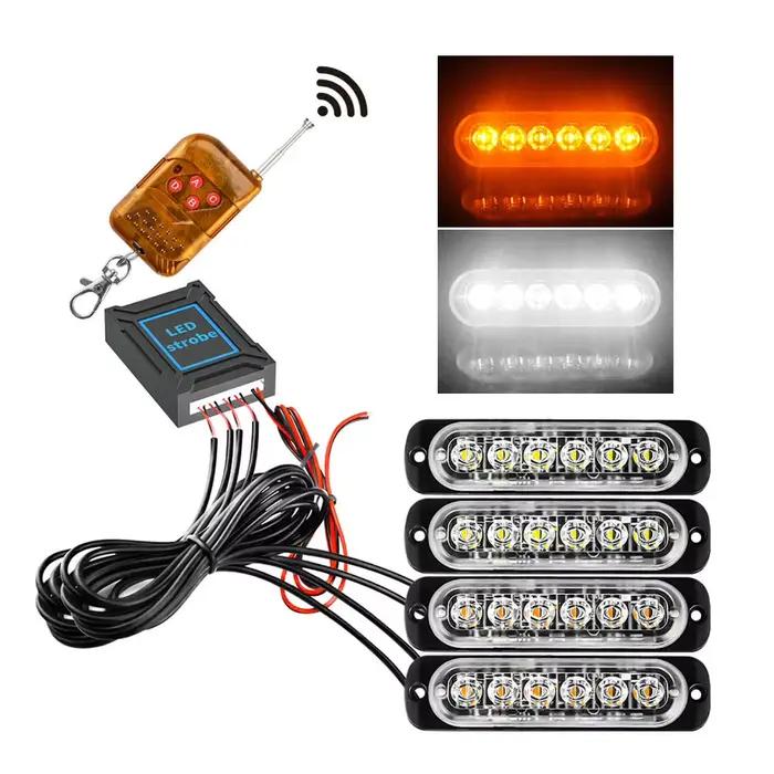 Feux d'urgence clignotants pour voiture 4X6, lumière stroboscopique sans fil, bleu, rouge, ambre, la