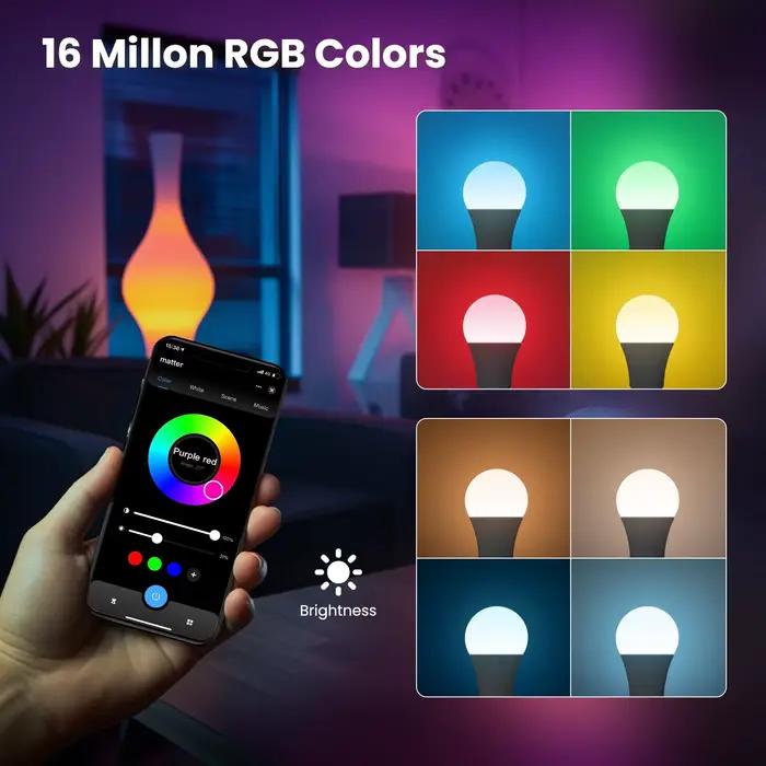 MOES Tuya Matter WiFi ampoule intelligente lumière LED à intensité variable 16 millions de couleurs 