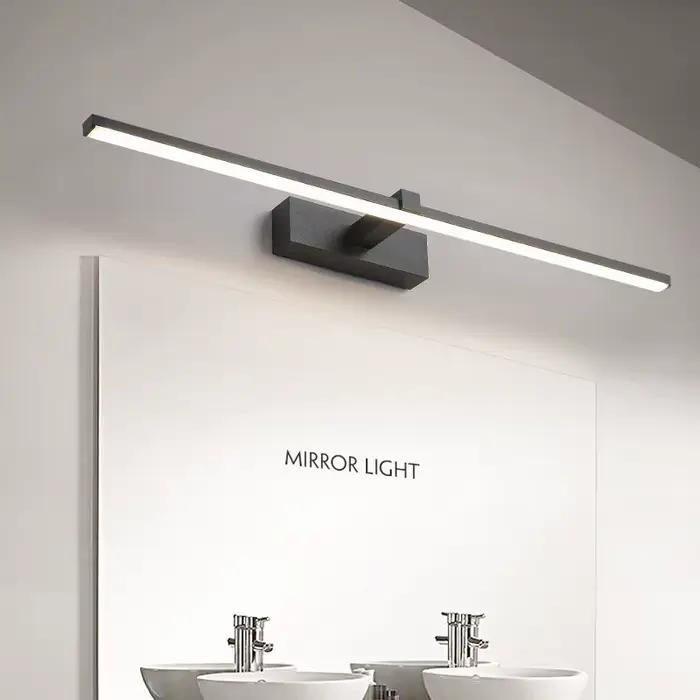 Led miroir lumières appliques salle de bain étanche blanc noir LED lampe plate moderne intérieur app