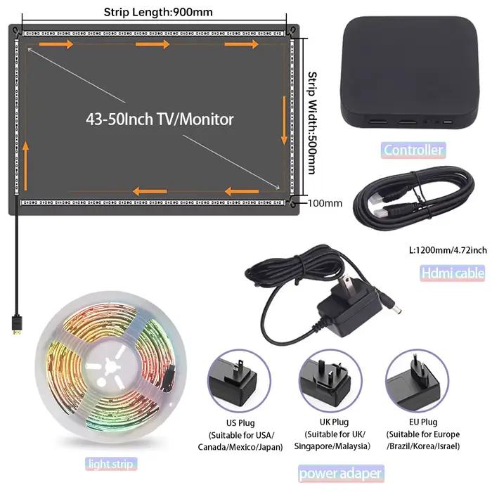 Boîte de synchronisation d'écran intelligente AI, bande LED d'ambiance, TV, moniteur PC, rétro-éclai