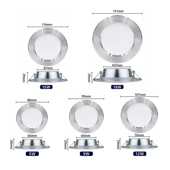 6 pcs/lot LED Downlight 5 W 9 W 12 W 15 W 18 W AC 220 V 230 V 240 V LED plafond salle de bain lampes