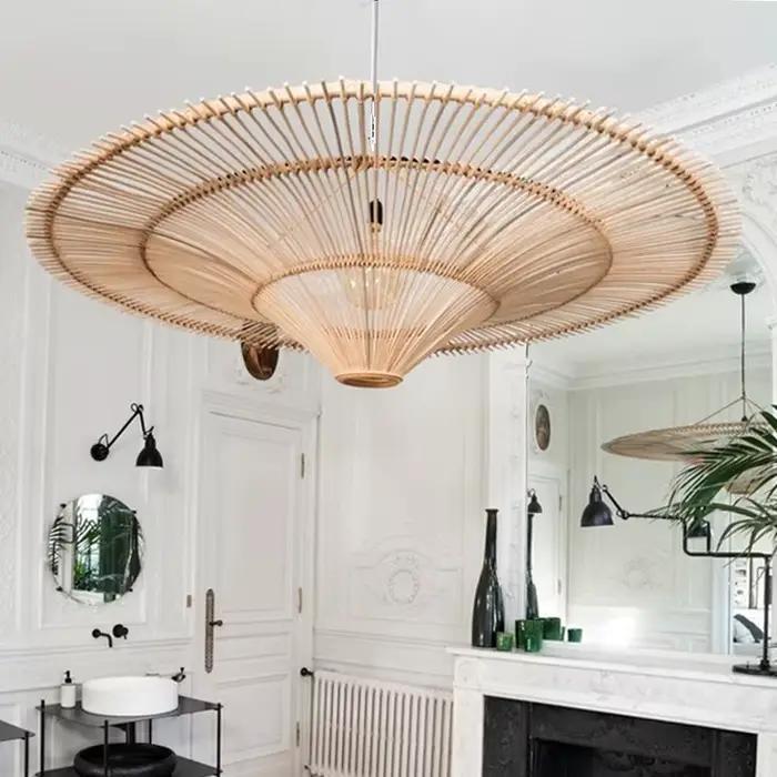 Plafonnier Suspendu en Rotin Fait à la Main, Luminaire Décoratif d'Nik, Idéal pour un Salon, un Rest