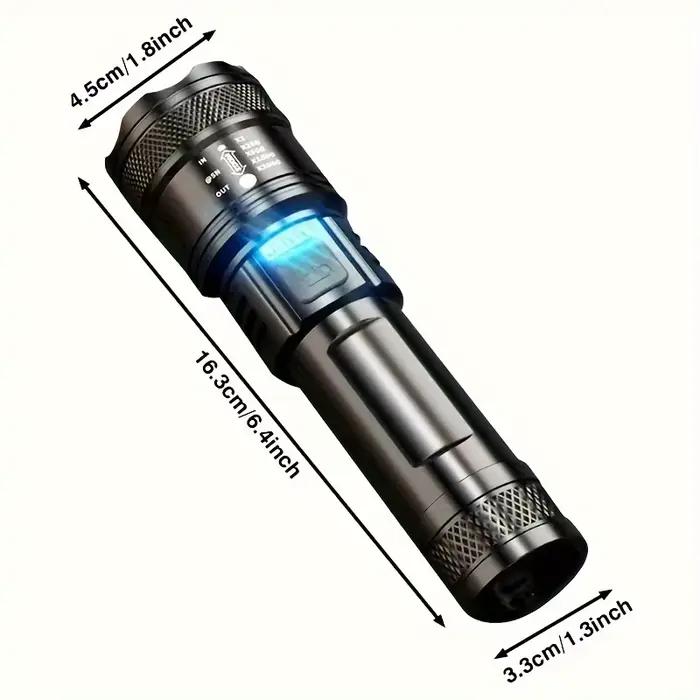 Lampe de poche à Zoom télescopique, torche haute puissance, lampe de poche LED Rechargeable par USB,