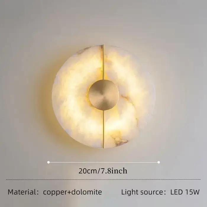Applique murale LED ronde en marbre Art déco de luxe, pour chambre à coucher, salon, couloir, allée,