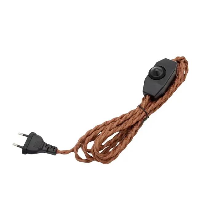 2m 3 mètres AC 220V-250V Vintage prise ue cordons d'alimentation câble torsadé rétro avec variateur