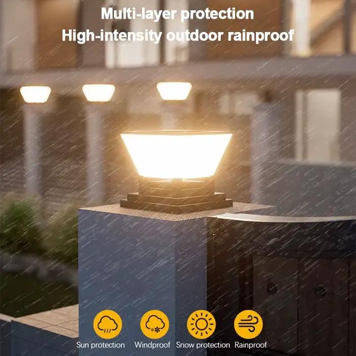 Lampe solaire noire imperméable avec capuchon de poteau, luminaire décoratif d'extérieur, idéal pour
