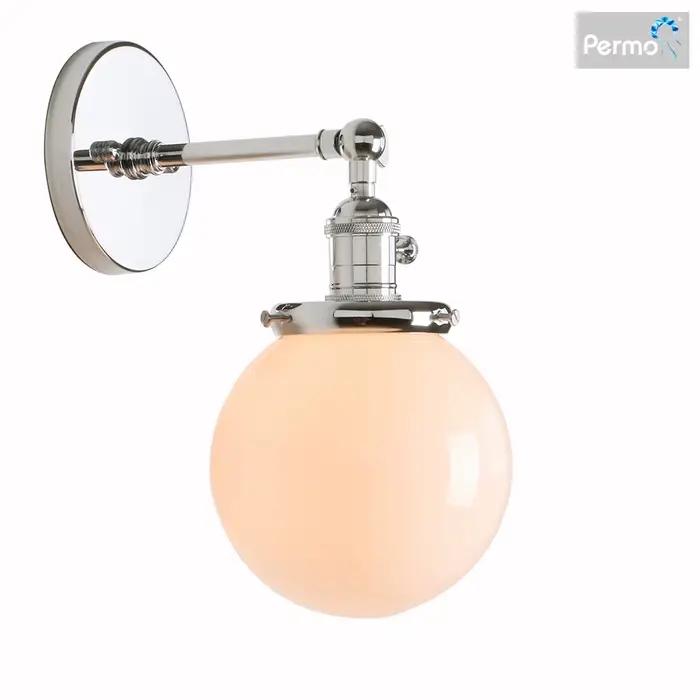 Permo – applique murale Vintage en verre blanc lait, Luminaire classique pour Loft, chambre à couche