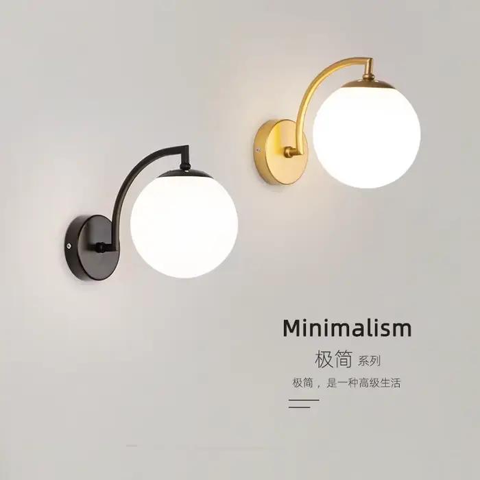 Lampes murales LED modernes boule de verre applique murale nordique minimaliste salon chambre chevet