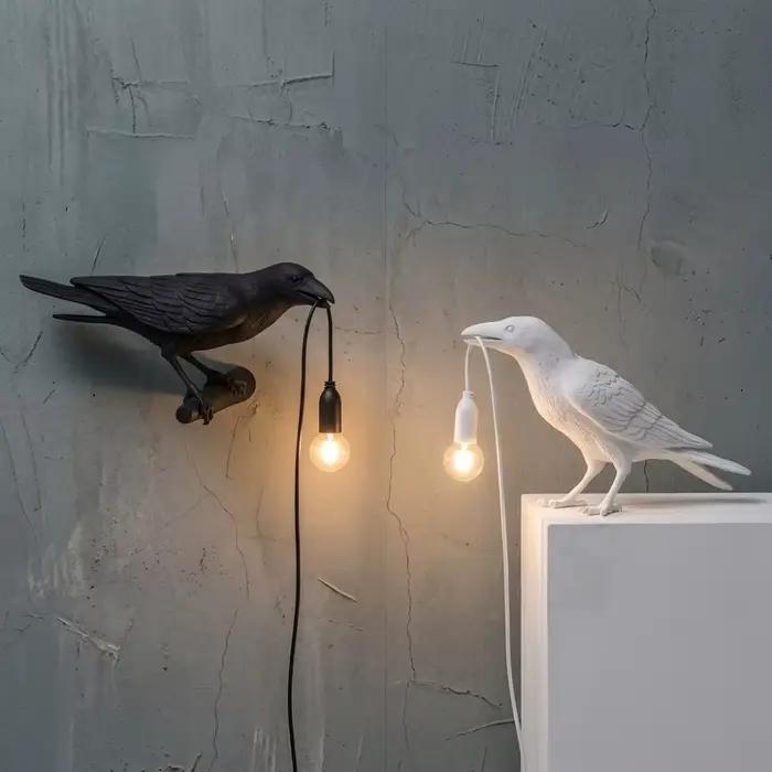 Lampe de table moderne Lucky Bird, design créatif en résine, animal, pour chambre à coucher, chevet,