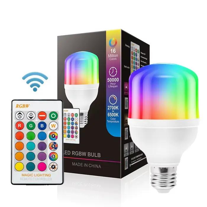 Ampoule LED intelligente à couleur changeante avec télécommande, avec mémoire, ampoule RGB à sept co