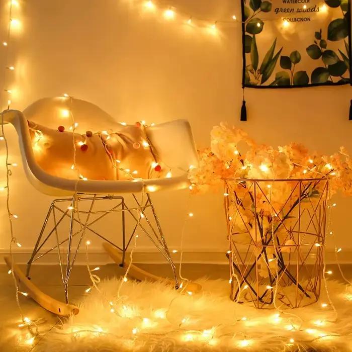 1/2/4/10M LED lumières extérieures guirlande fée lumière à piles étanche ornement de noël mariage ja