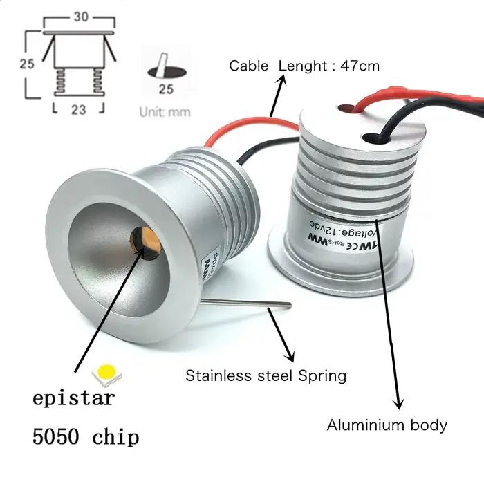 1W 12V Mini Focos Led projecteur 25mm encastré plafond Downlight IP65 Spot lumière intérieure couloi