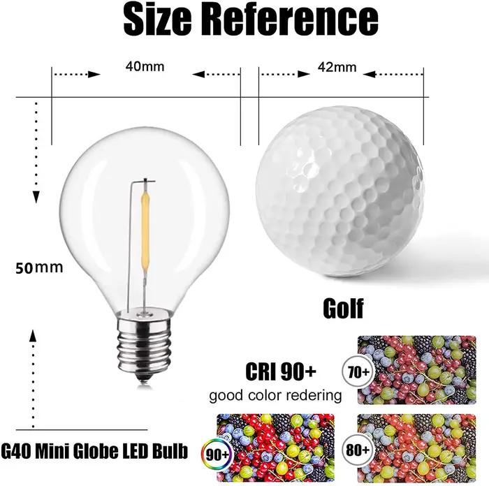 Ampoules de remplacement en plastique G40 DC3V pour guirlandes solaires, douilles à vis E12, lampe L