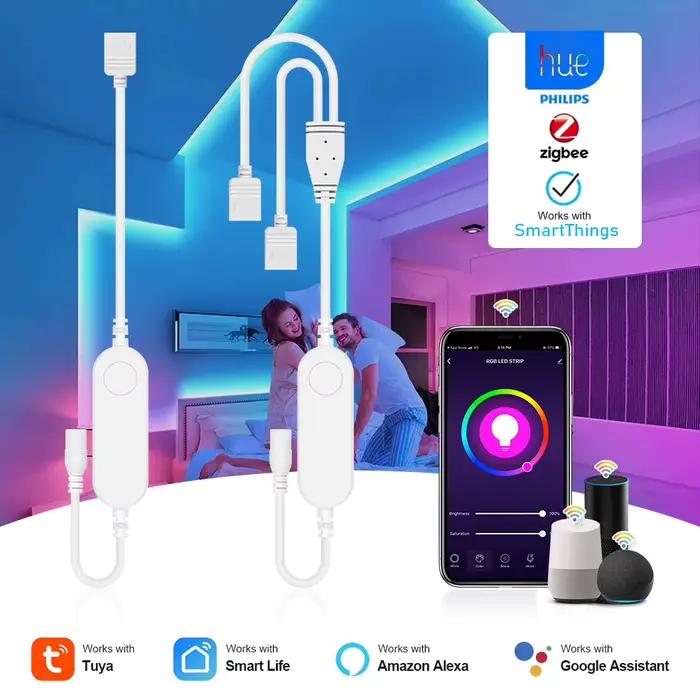 TUYA Zigbee DC5V 12V 24V RGB RGBW contrôleur de bande LED intelligente APP/commande vocale fonctionn