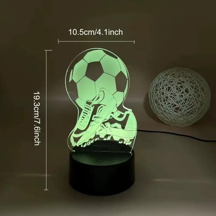 Veilleuse 3D de Football, lampe d'illusion d'optique 3D avec tactile, lumière ambiante à 7 couleurs 