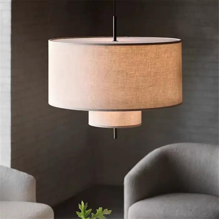 Margin-Lampe suspendue en tissu de lin, design chinois, style bohème, luminaire décoratif d'intérieu