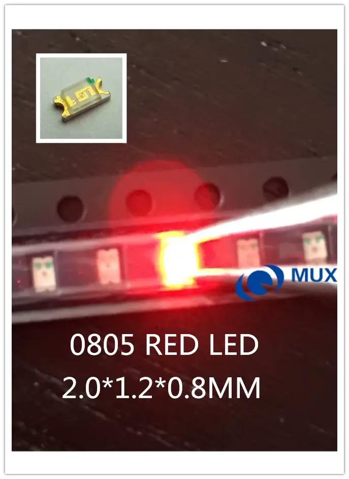 Diodes électroluminescentes rouges SMD 1000, 0805 pièces, 0805x2.0x1.2mm, 0.8 Diodes électroluminesc