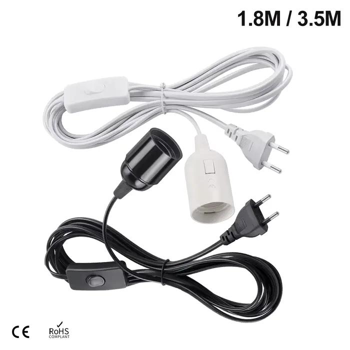 Prise ue 3.5m 6m câbles de cordon d'alimentation E27 support de Base de lampe avec fil de commutatio